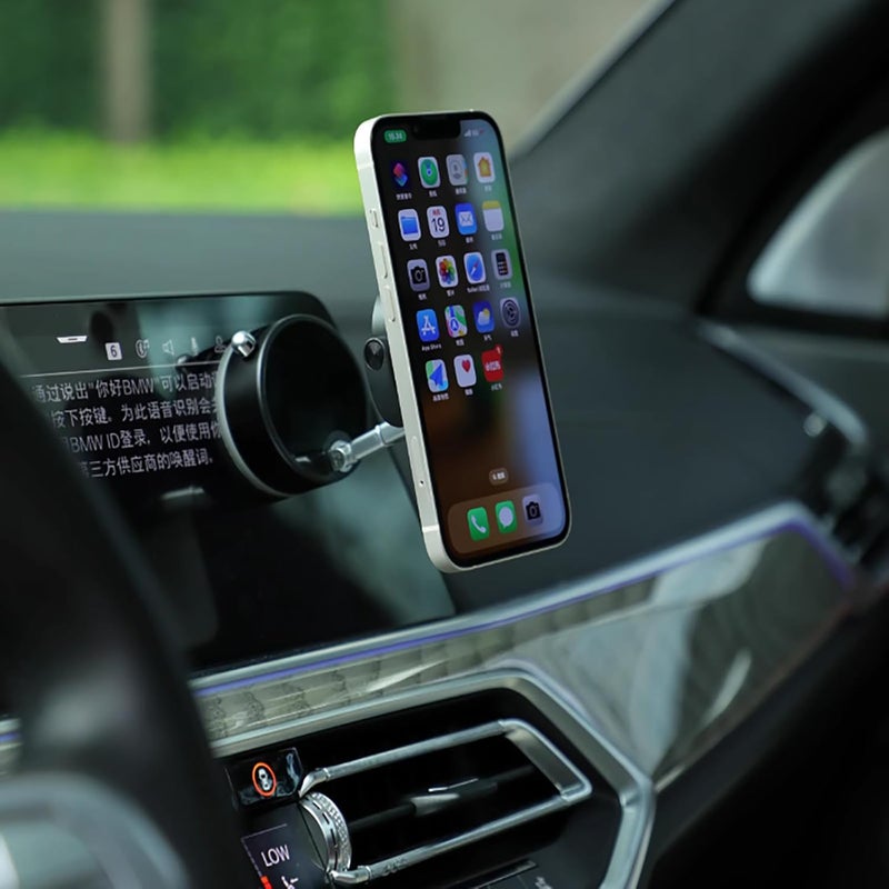 kiimiles Metal Phone Stand for Desk, Universal Phone Holder with 360 Rotating Arm Foldable Retractable Stand Compatible with Magnetic and Android Phones, Office Accessories (A9) - Image 4